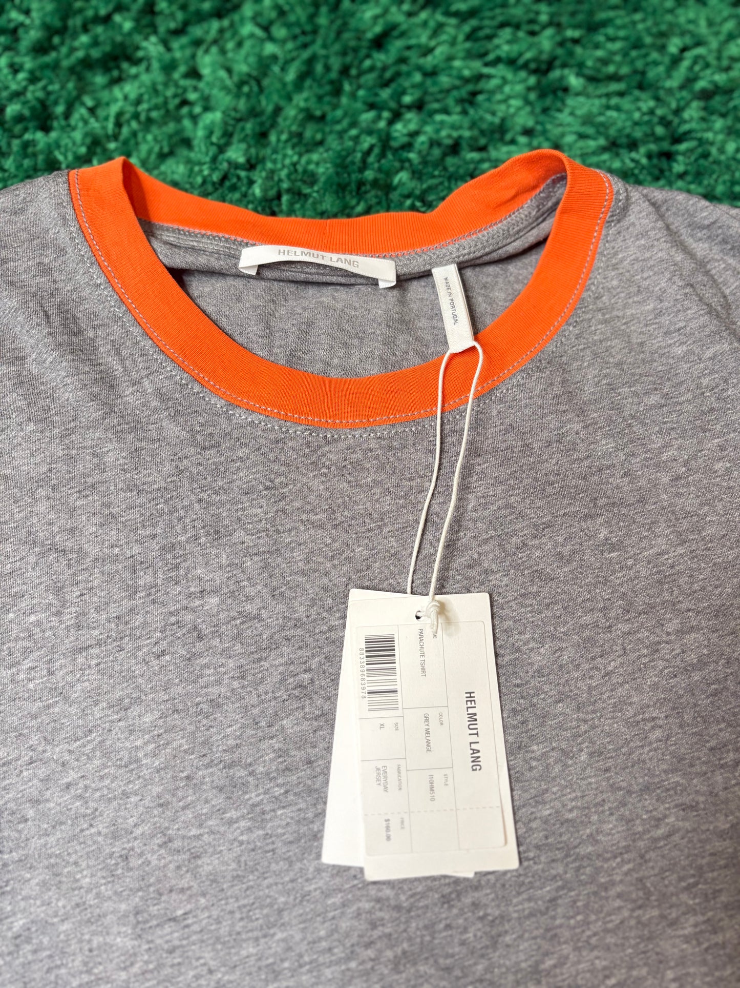 Helmut Lang Gray/Orange Tee DS Size XL