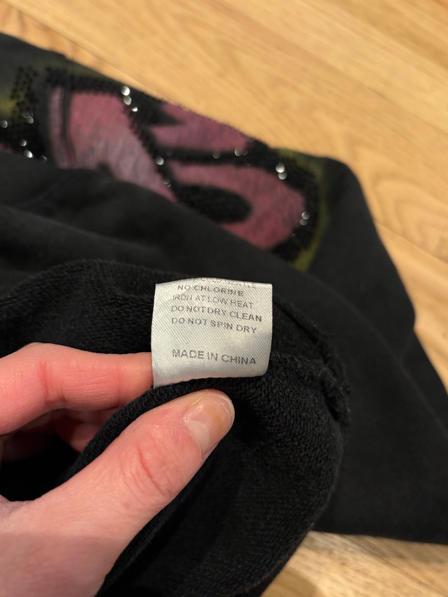 Vale Black Camel Rhinestone Hoodie Size Large