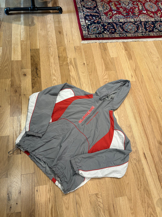 Supreme Gray/Red Panel Quarter Zip Size Large