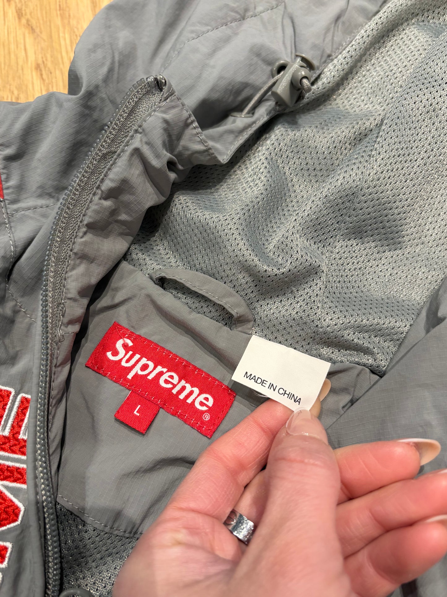 Supreme Gray/Red Panel Quarter Zip Size Large