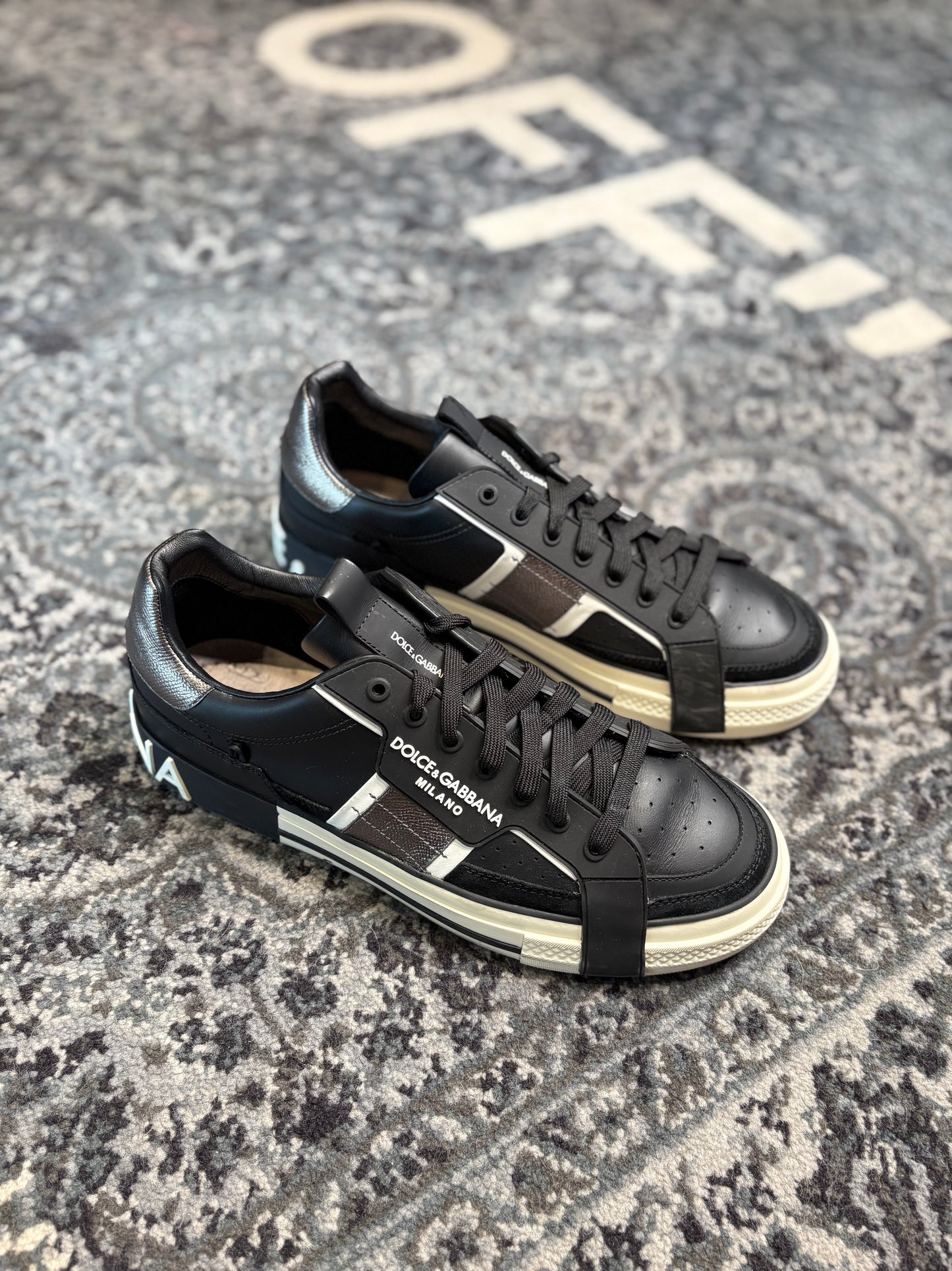 Dolce & Gabbana Black Leather Sneaker PO NB Size 11