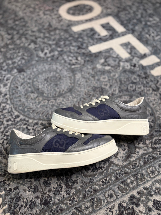 Gucci Leather Sneaker Gray/Blue PO NB Size 11G