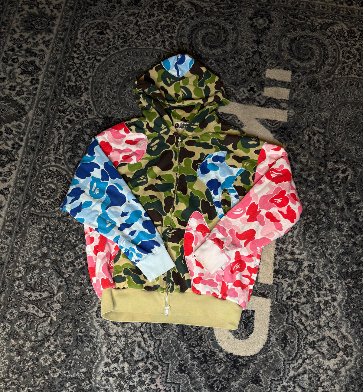 BAPE ABC Camo PatchWork Relaxed Fit Hoodie “MultiColor” Size Large