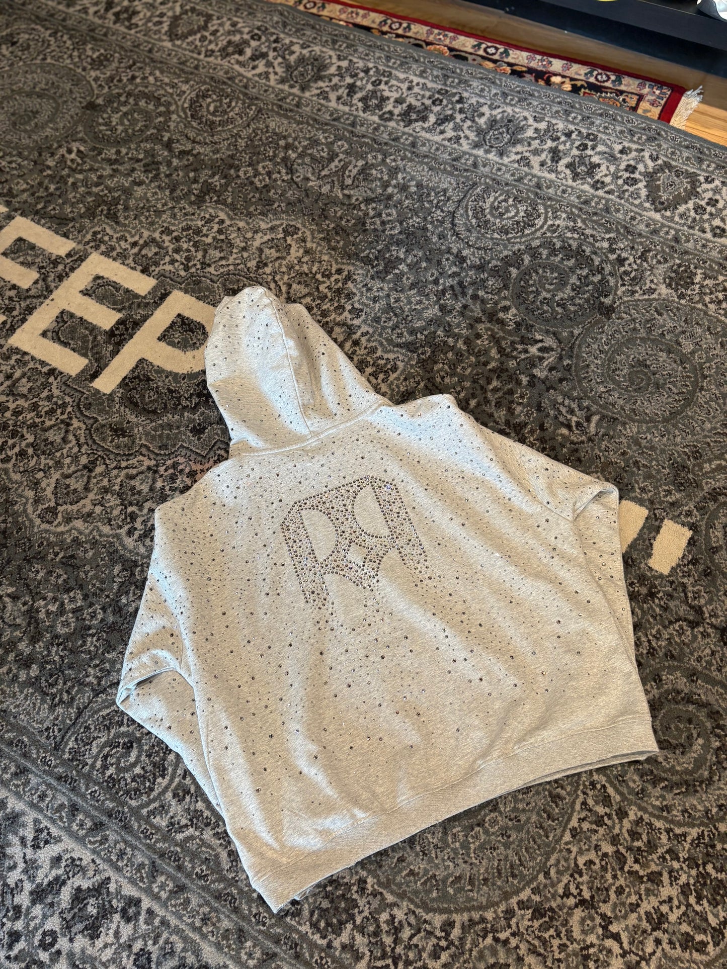 Birth of Royal Child Gray Rhinestone Hoodie Size Large