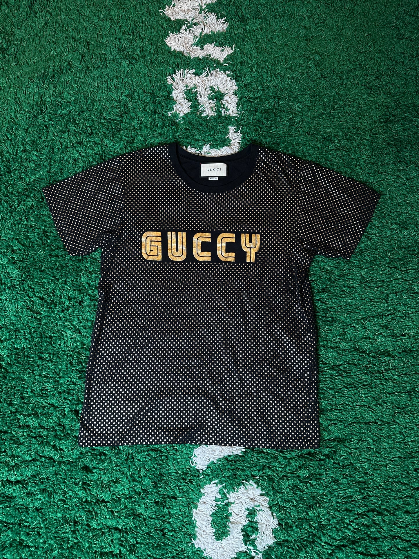 Gucci Tee Black Gold Logo Size Medium
