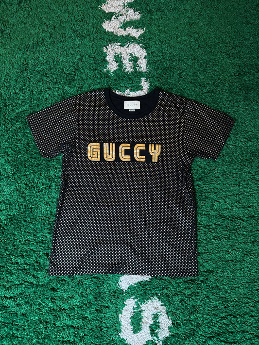 Gucci Tee Black Gold Logo Size Medium