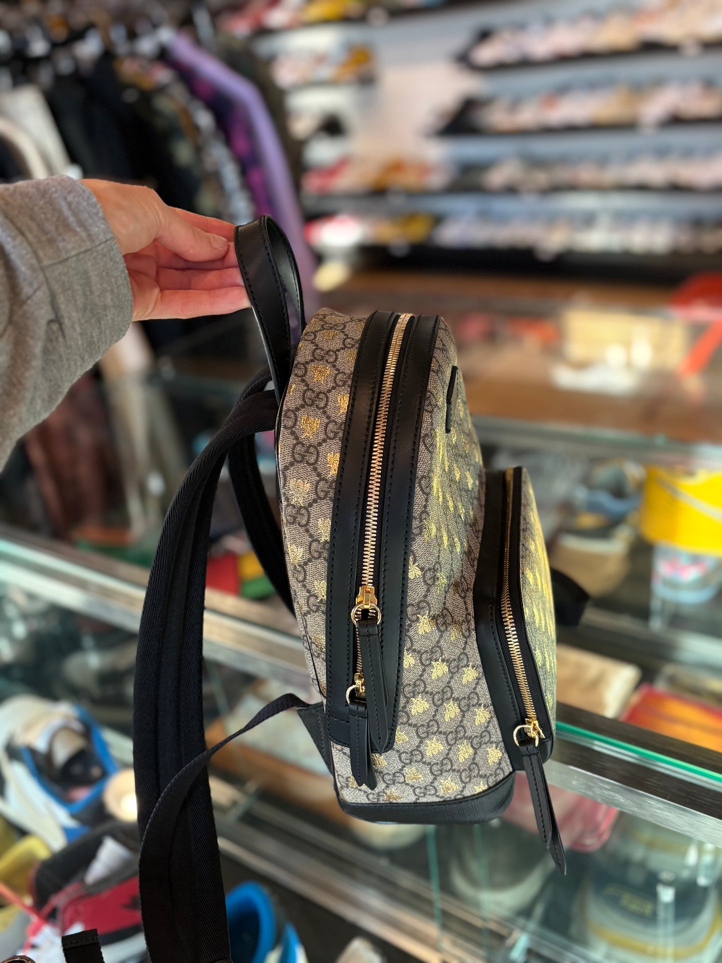 Gucci Mini Gold Bee Backpack