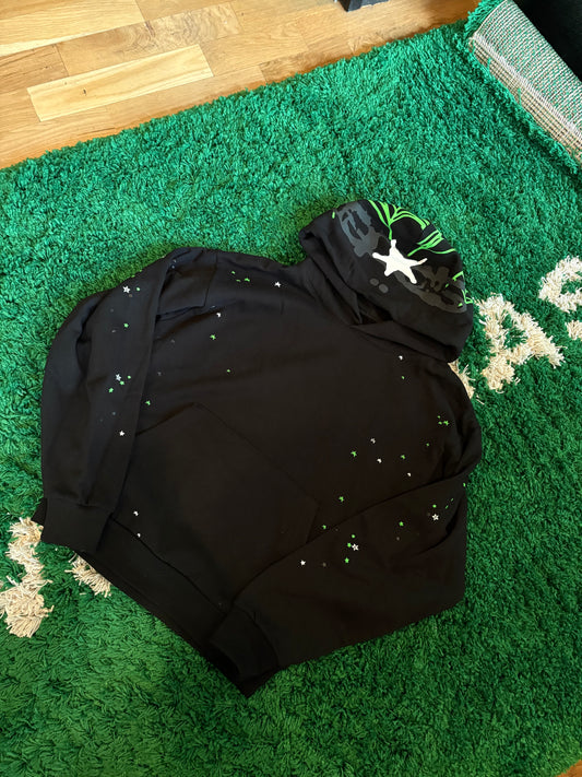 Sp5der Black/Green Web Hoodie Size Medium