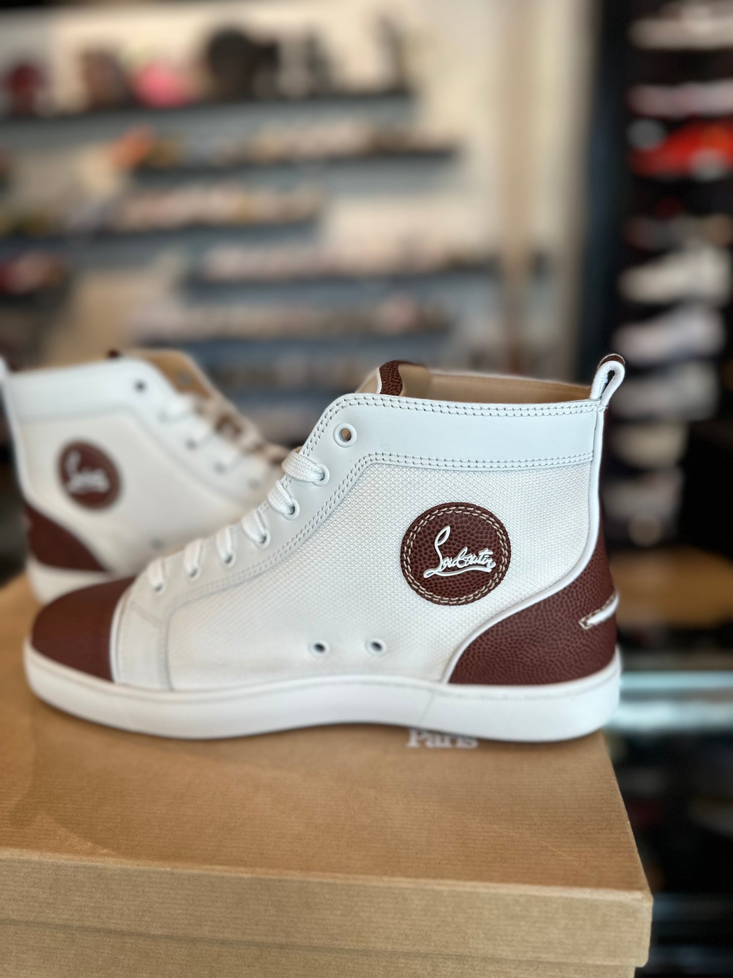 Louboutin White/Brown High Top Clean OG Size 43