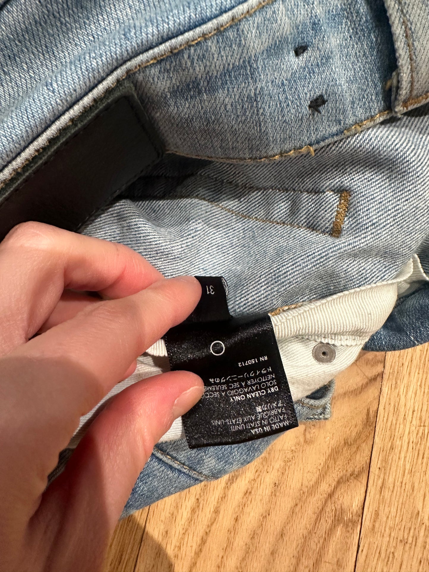 Amiri Jeans Light Wash White Patches Size 31