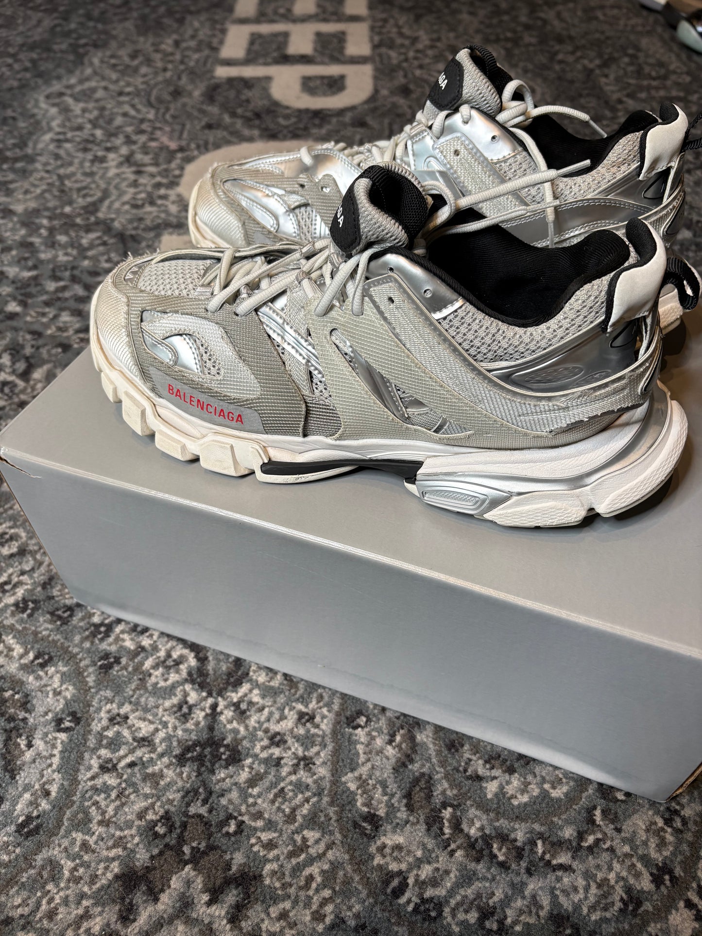 Balenciaga Track “Metallic Mesh Silver And White” Po Og Size 11(44 EU)