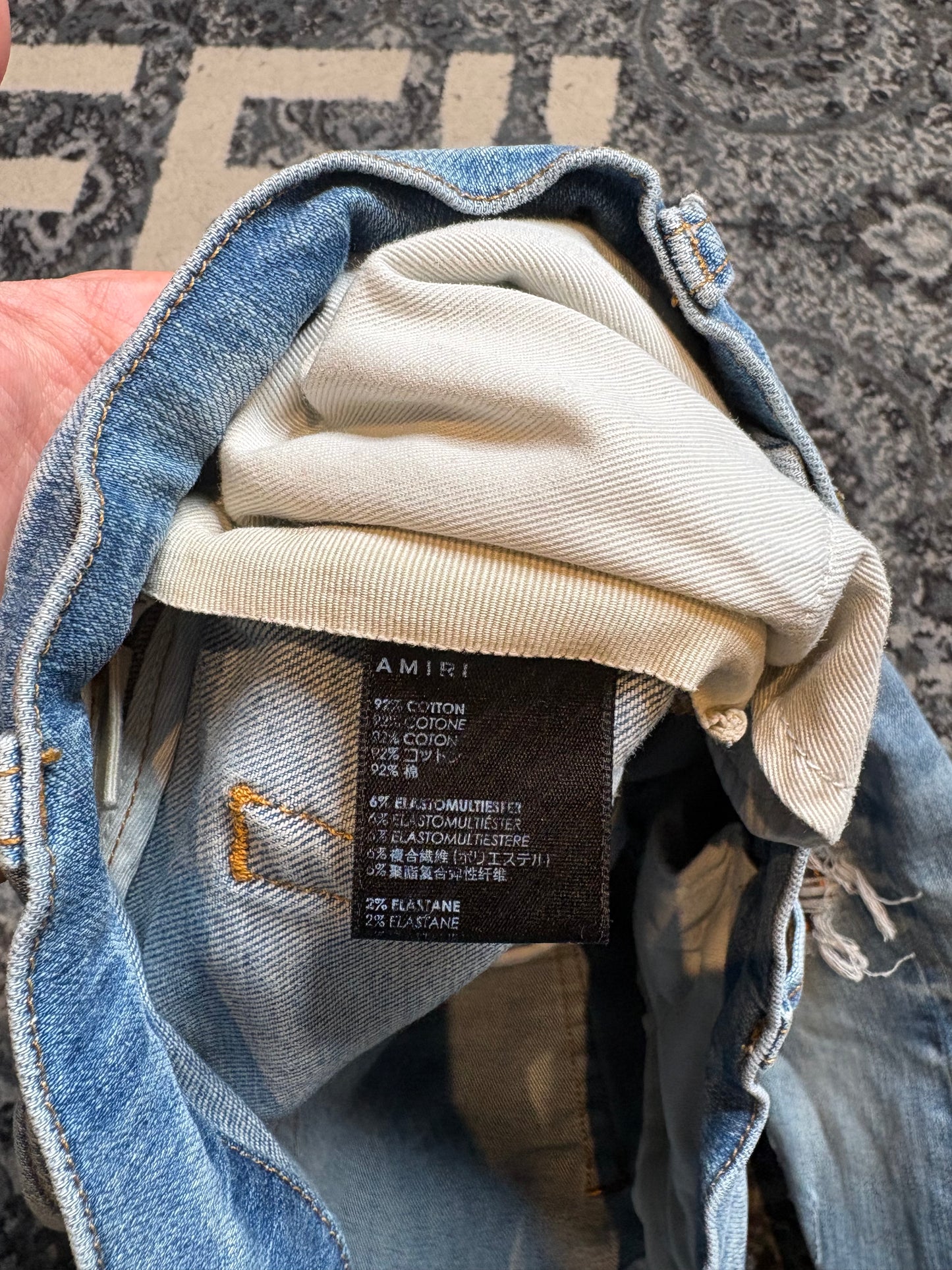Amiri Jeans Blue Distressed Plaid PO Size 33