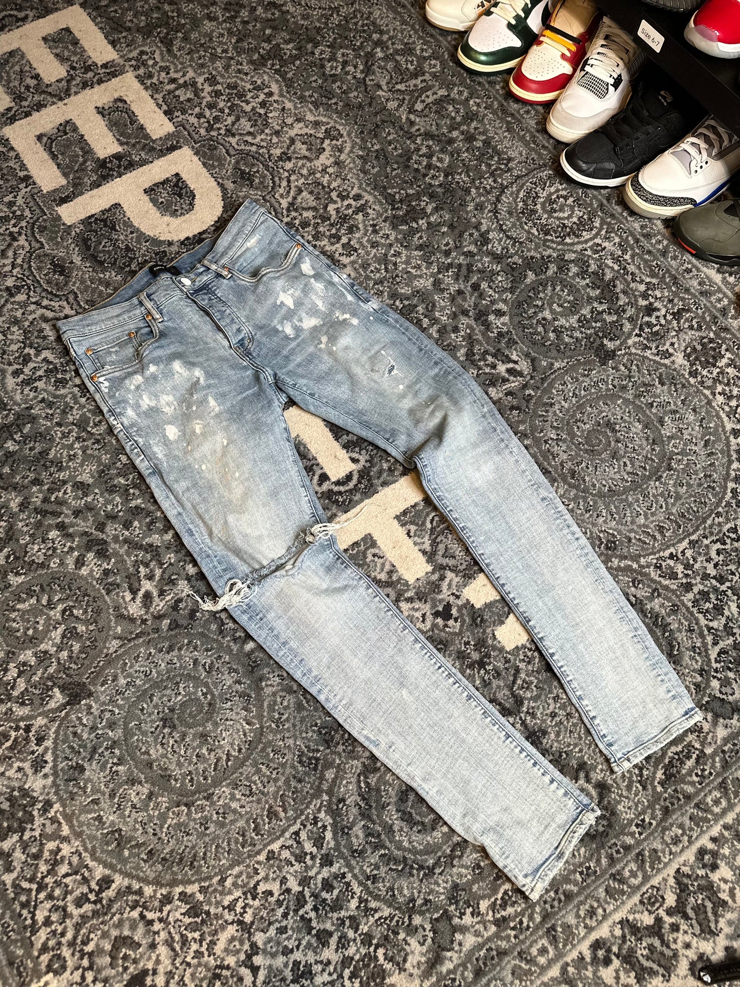 Purple Jeans Light Wash Distressed Size 32