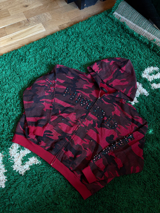 HMDD Red Camo Zip Hoodie Size Medium