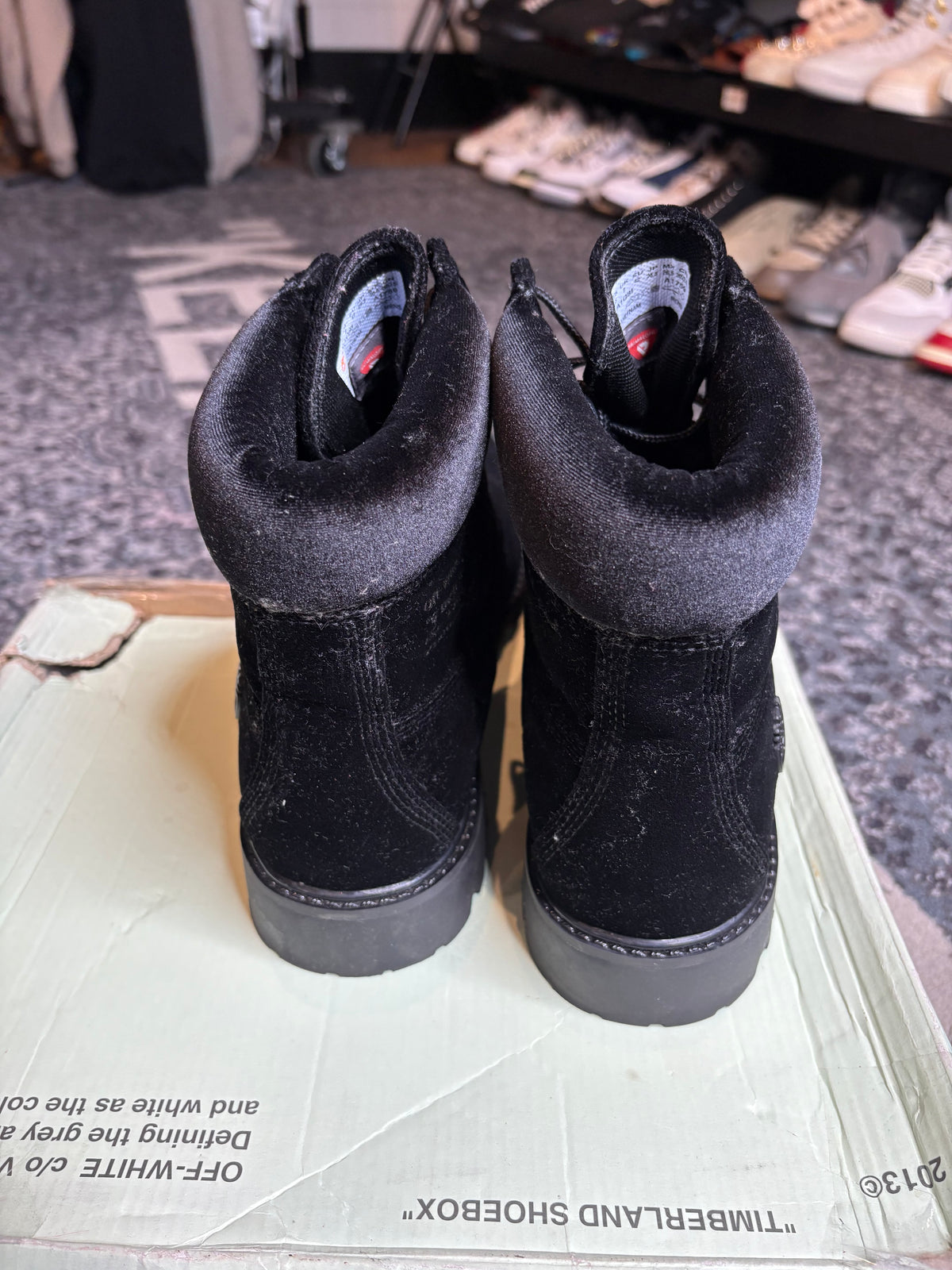 Timberland 6” Boot “Off White Velvet Black” Clean Og Size 8.5