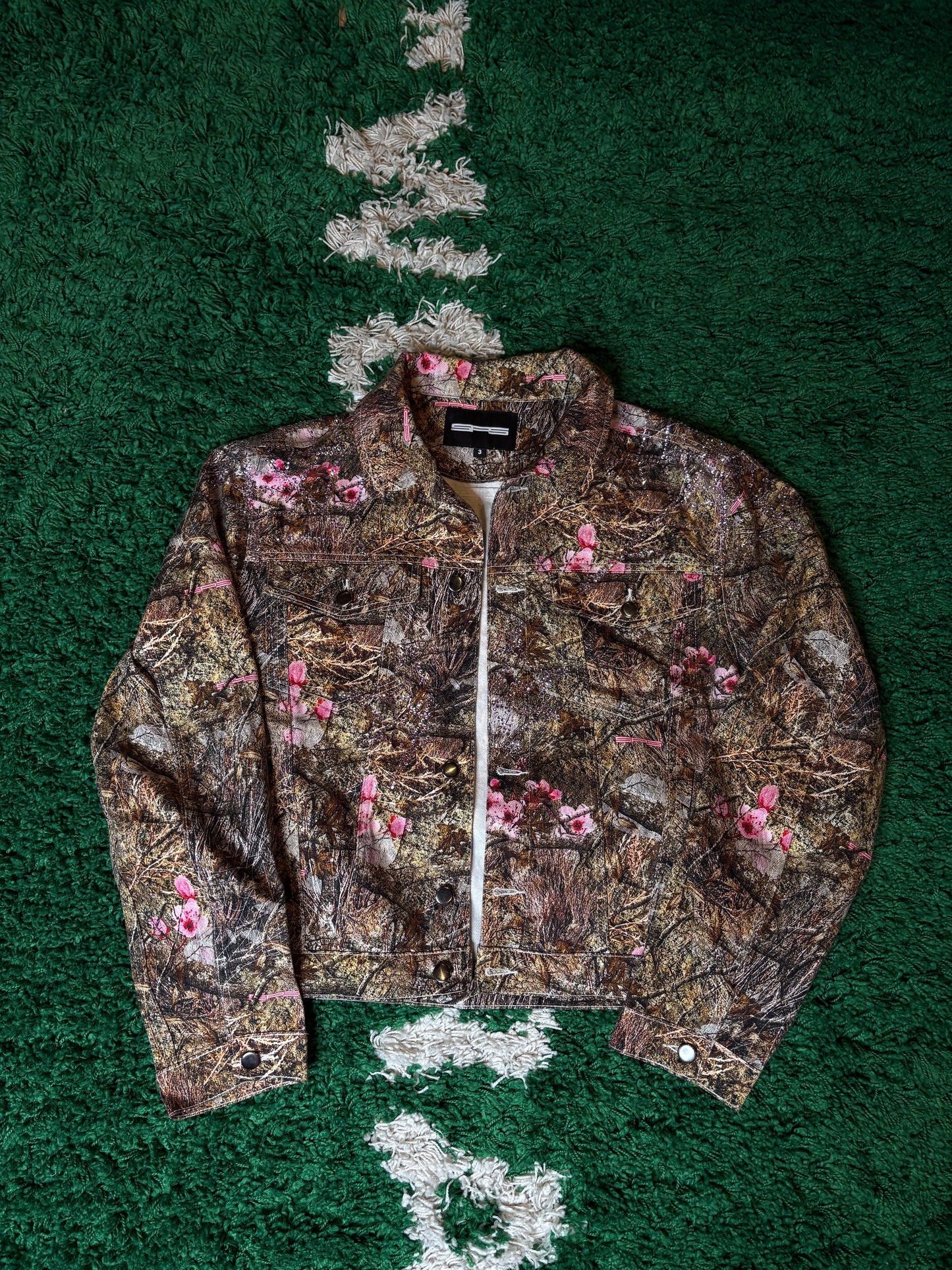 Sp5der Pink Rhinestone Camo Jacket Size Large