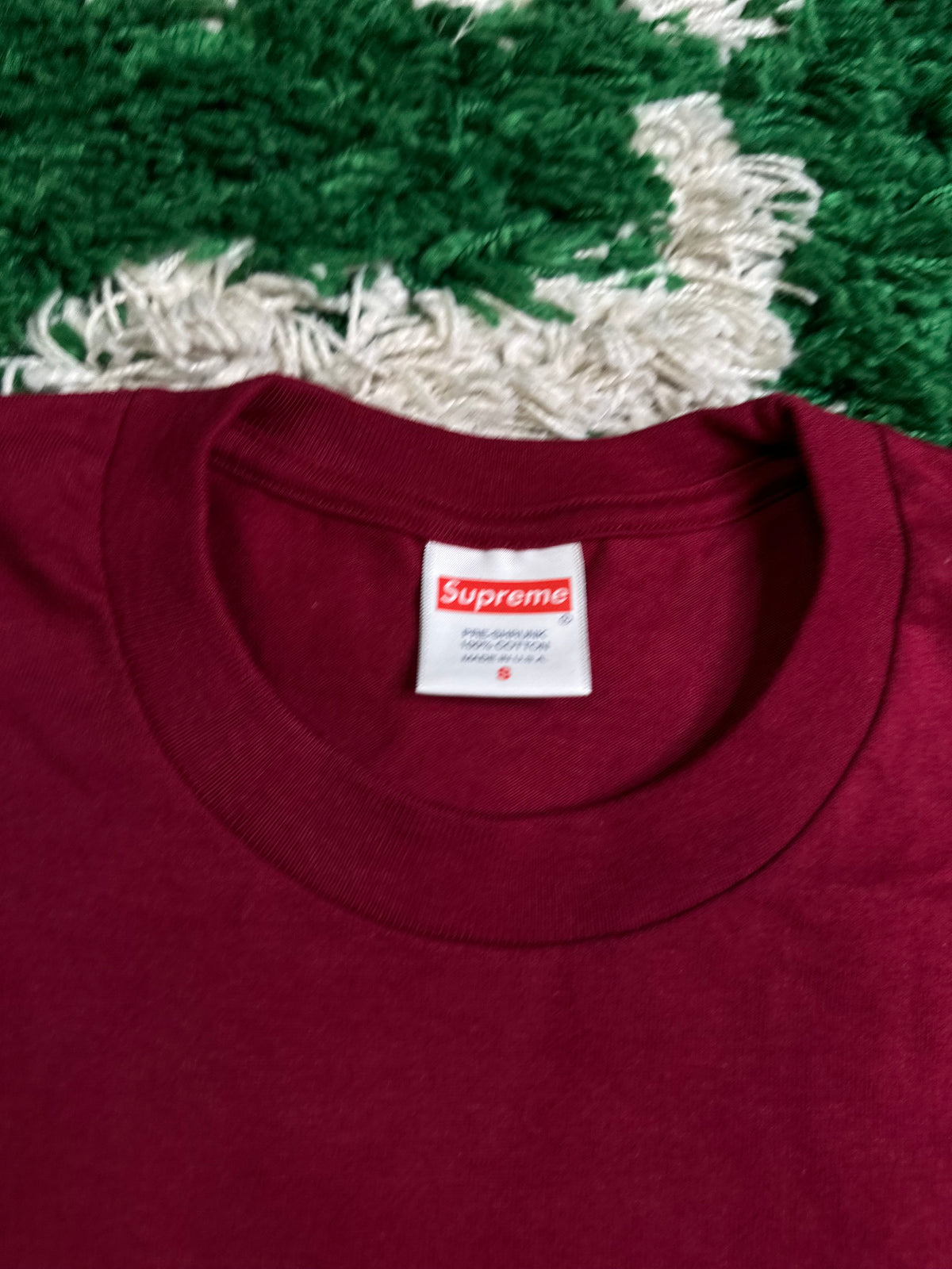 Supreme Logo Tee Maroon DS Size Small