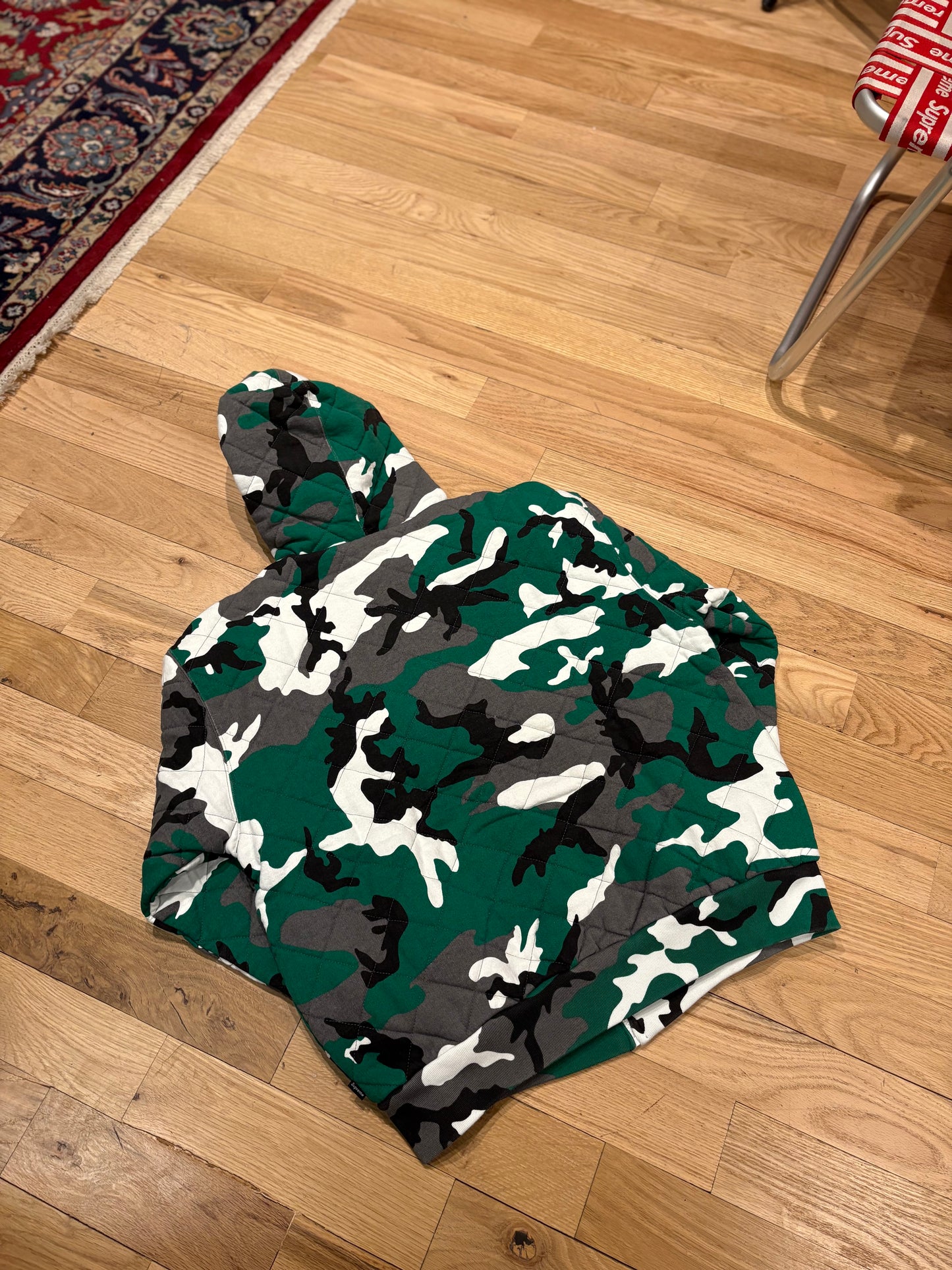 Supreme Green Camo Quilted Zip Hoodie DS Size Medium