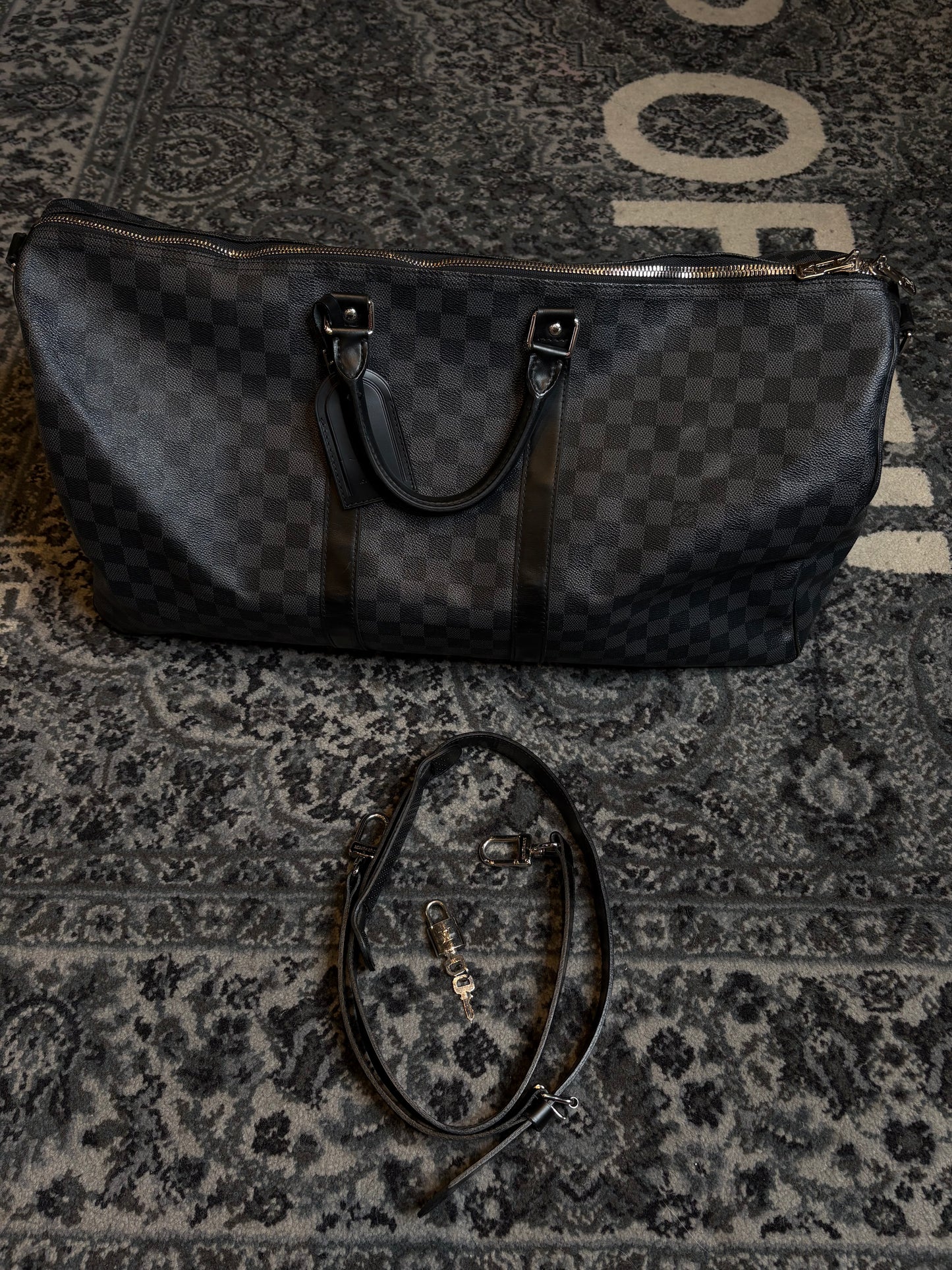 Louis Vuitton Duffle Black PO Size 55