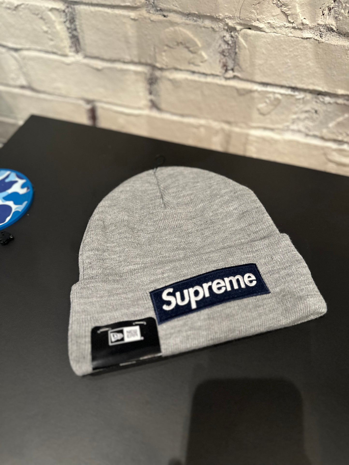 Supreme Box Logo Beanie Gray/Navy DS