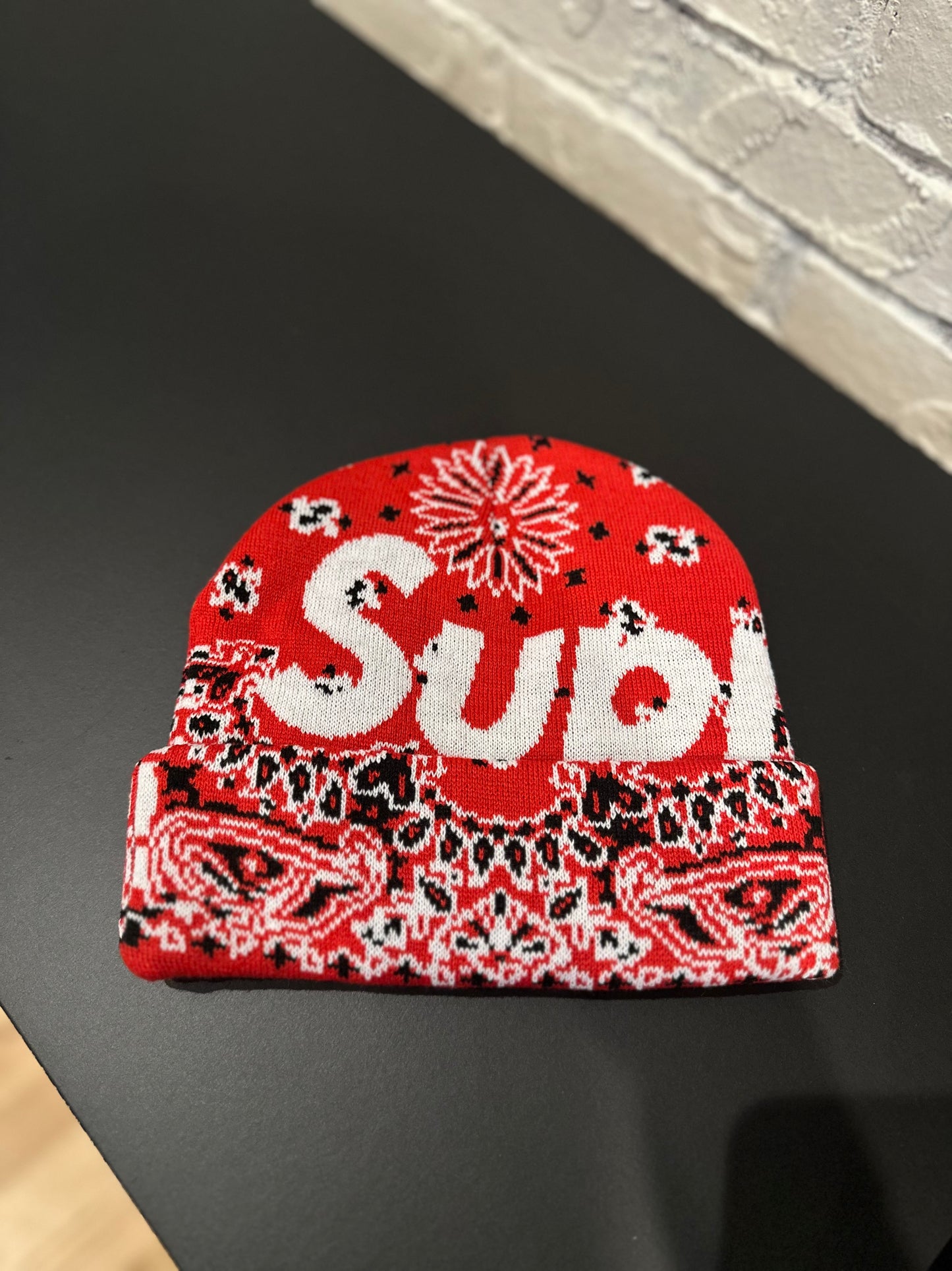 Supreme Red Bandana Beanie DS