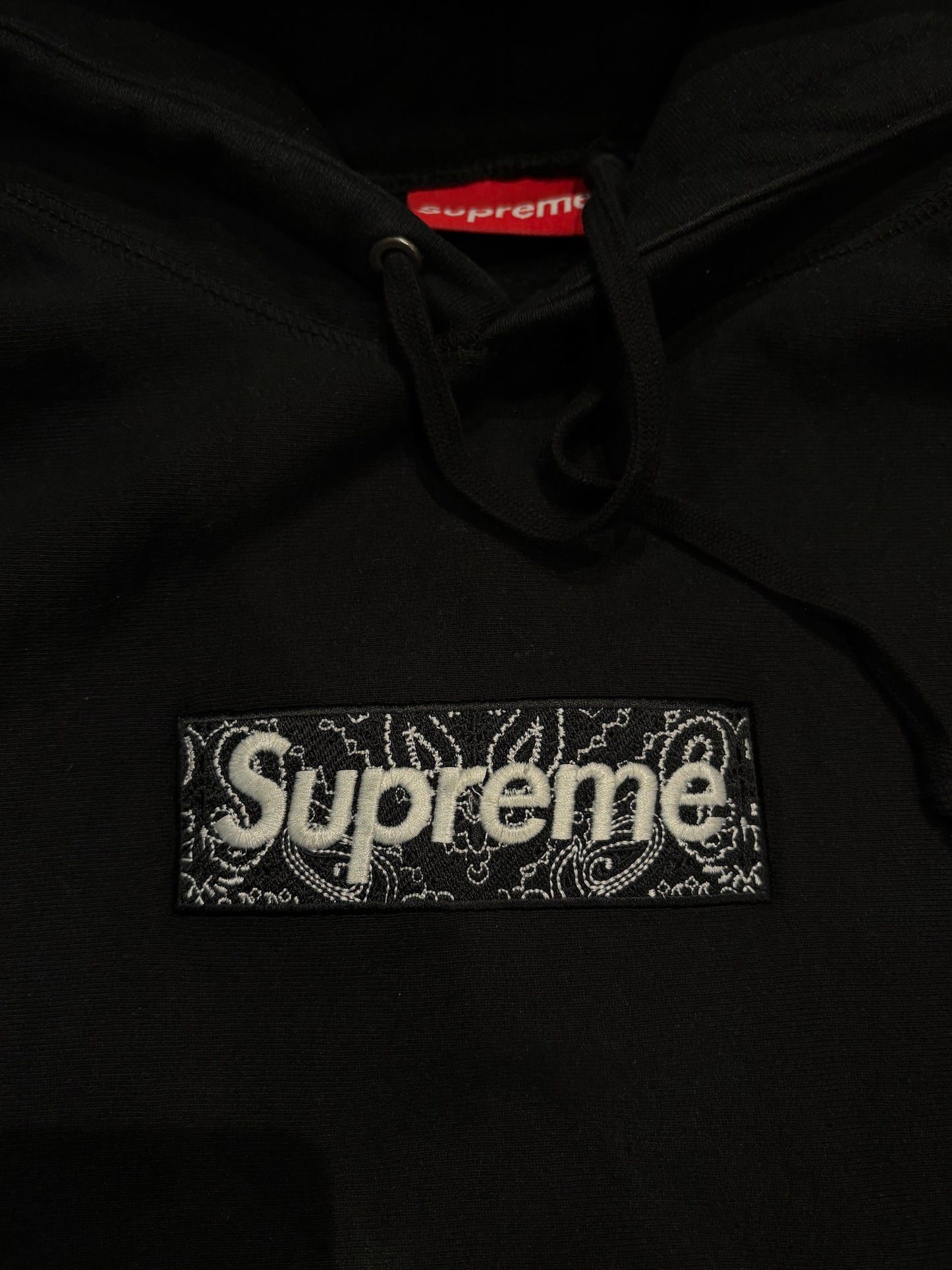 Supreme Black Bandana Box Logo Hoodie Size Small