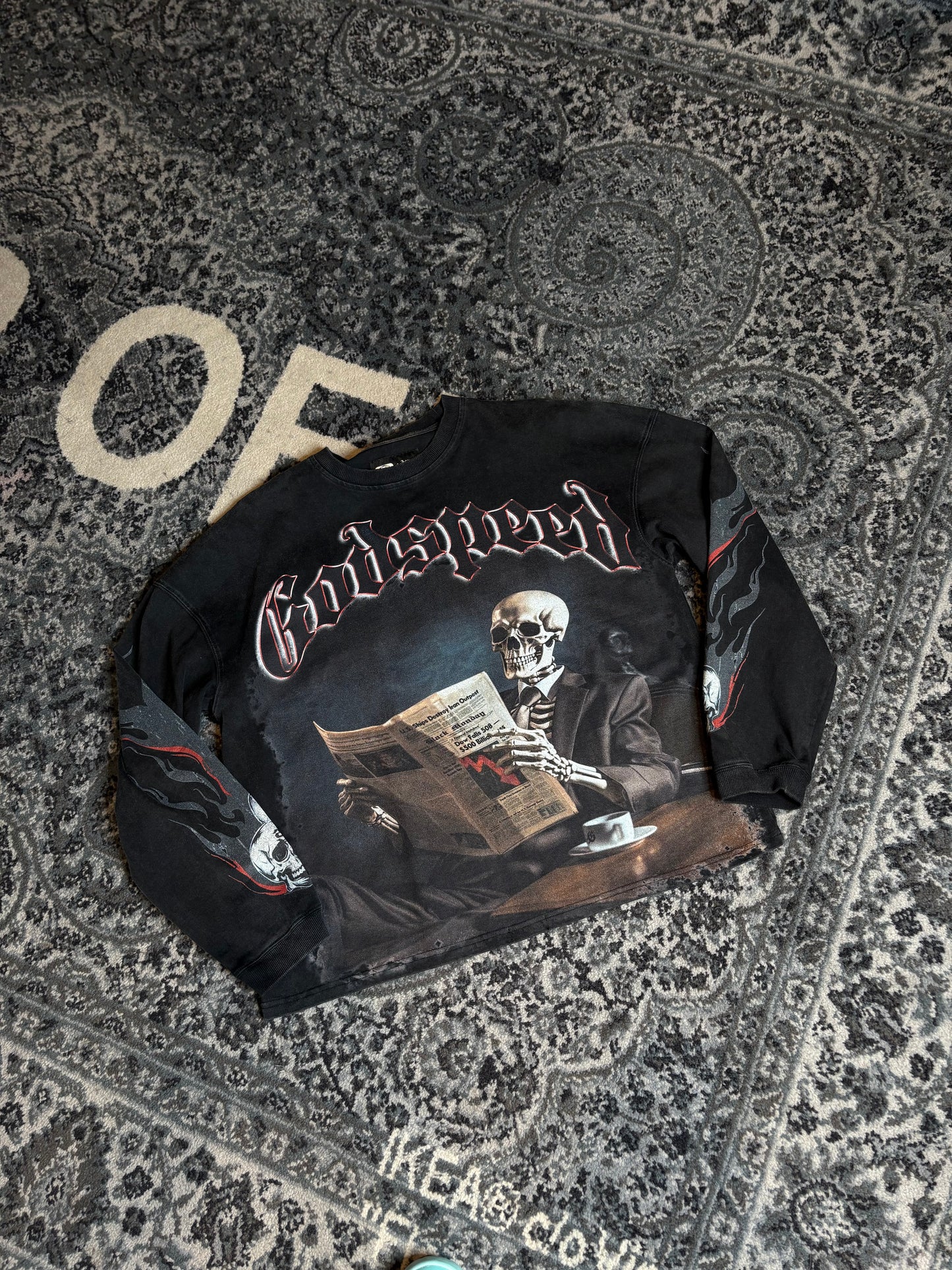 Godspeed Newspaper Long Sleeve Black Size Small