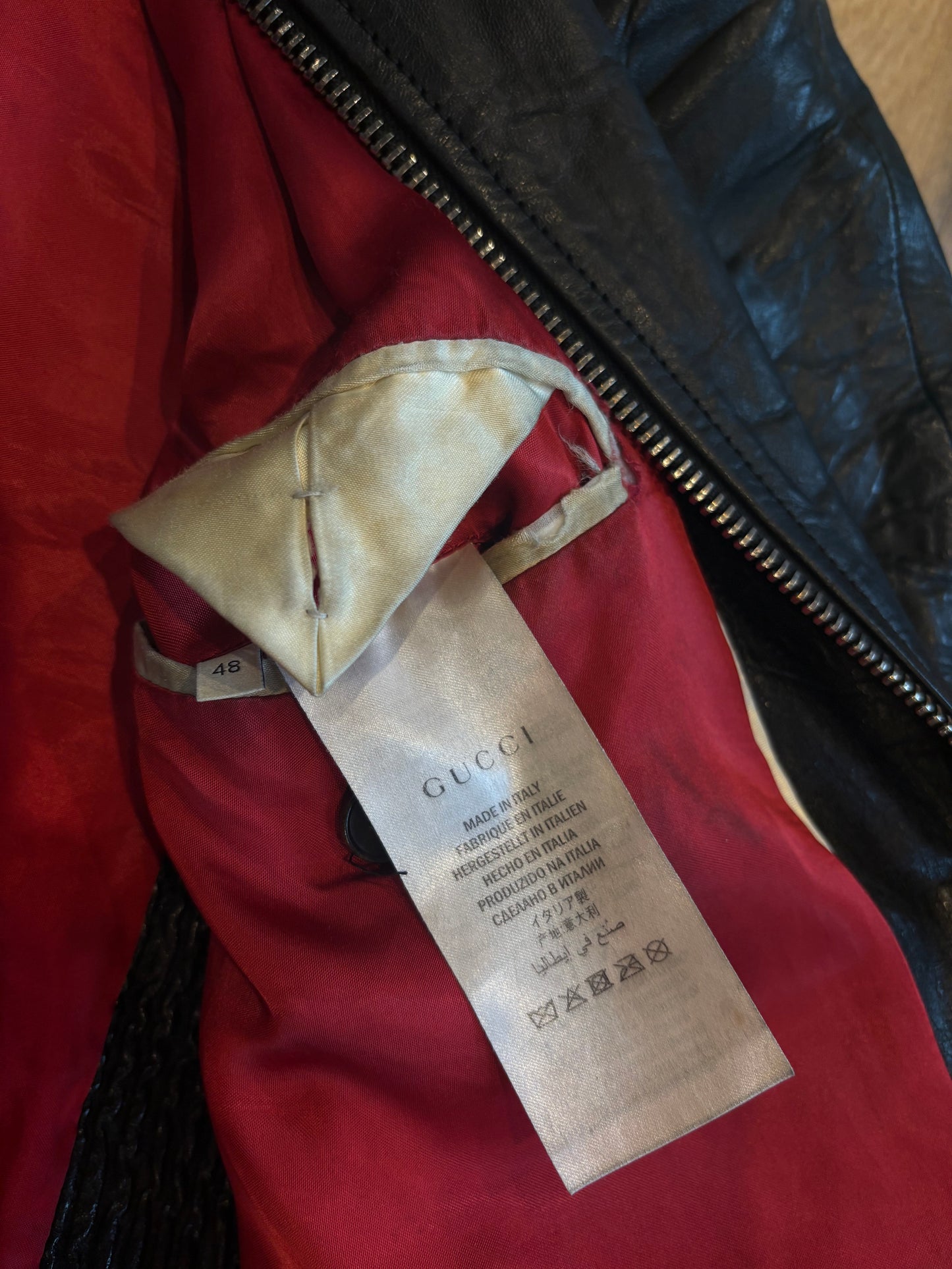 Gucci Leather Moto Jacket Size 48