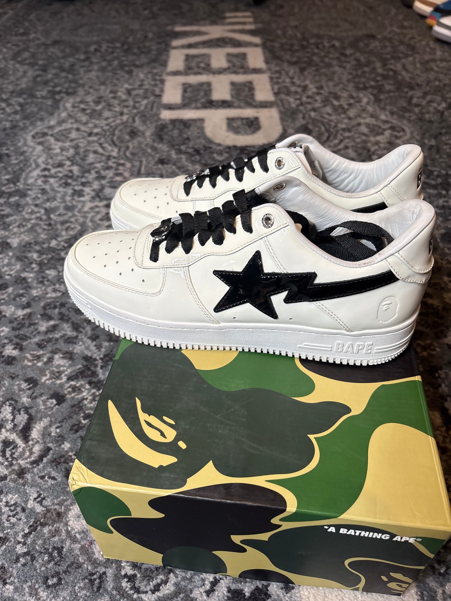 Bathing Ape Bape Sta #2 White Patent Clean Og Size 10