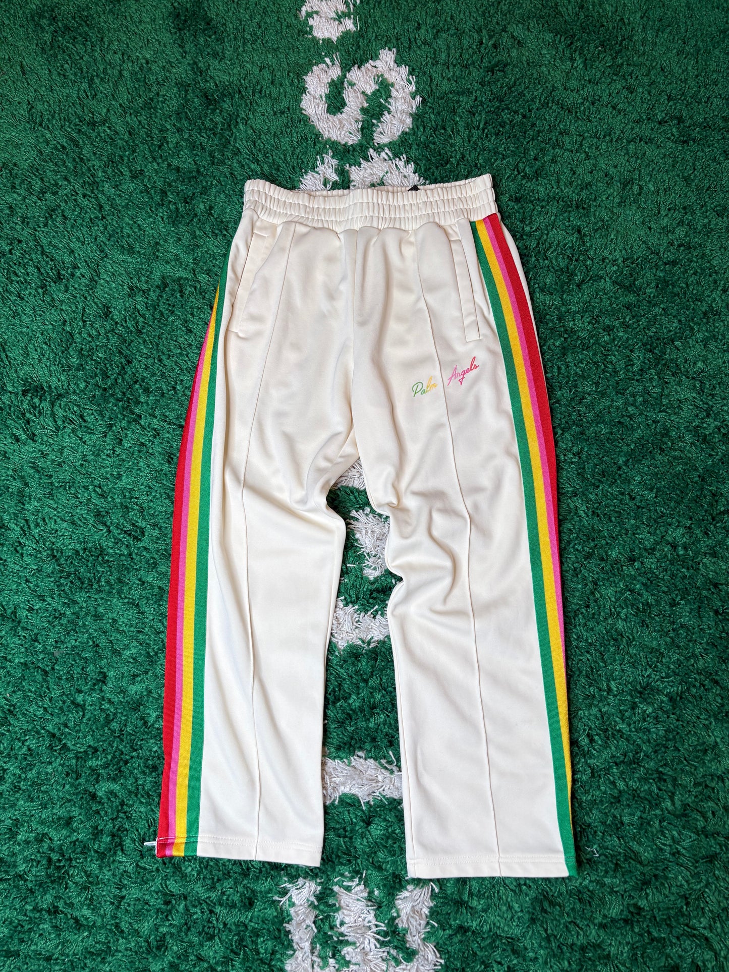 Palm Angels Rainbow Track Pants Beige Size Large