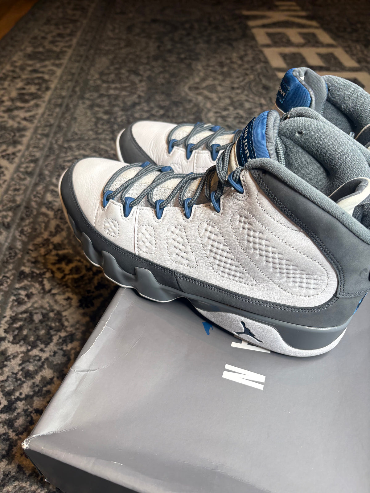 Jordan 9 Retro “Flint Grey French Blue” Clean Og Size 10.5