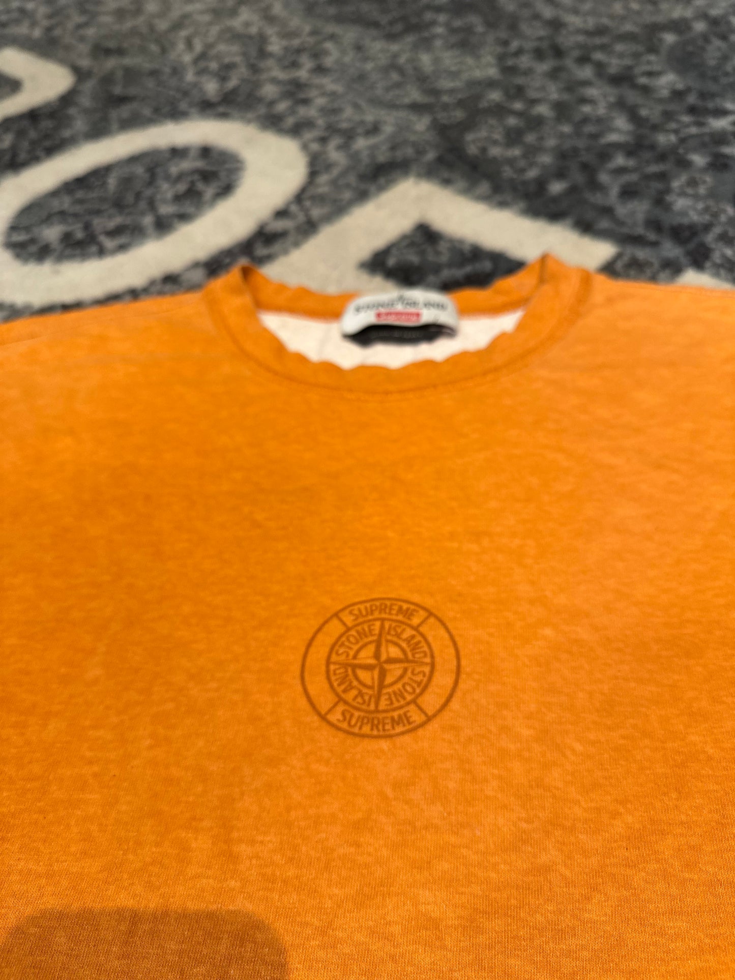 Supreme x Stone Island Orange Tee Size Large