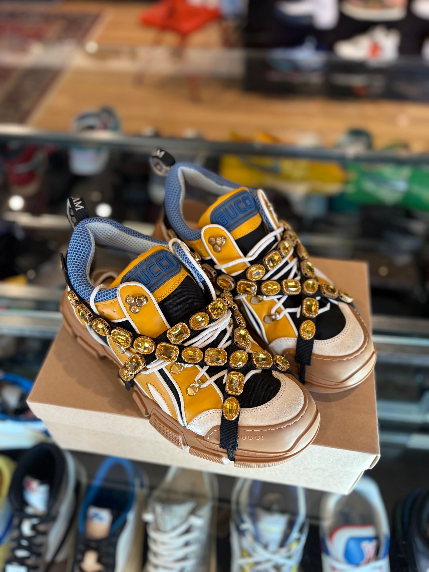 Gucci Flashtrek Rhinestone Clean RB Size 11