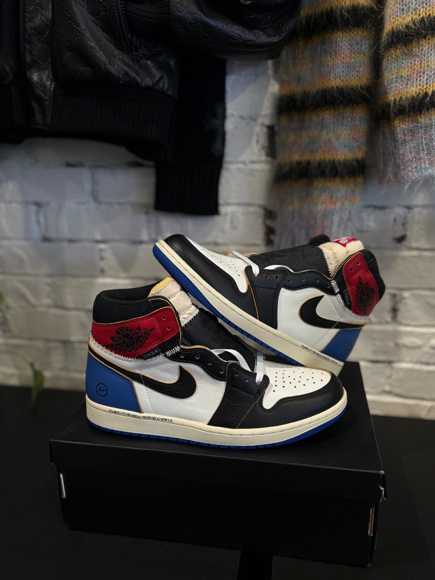 Jordan 1 Retro High Fragment x Union LA Varsity Red Sport Royal DS OG Size 10.5