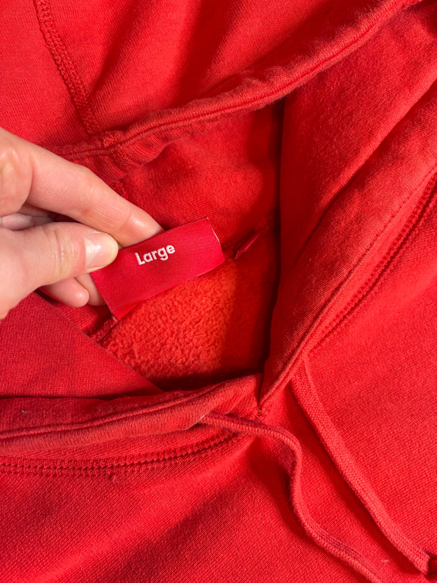 Supreme Red/Black Logo Hoodie Size Large