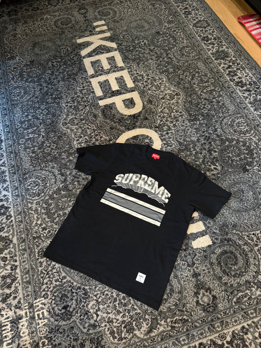 Supreme Black Metallic Logo Tee DS Size Large
