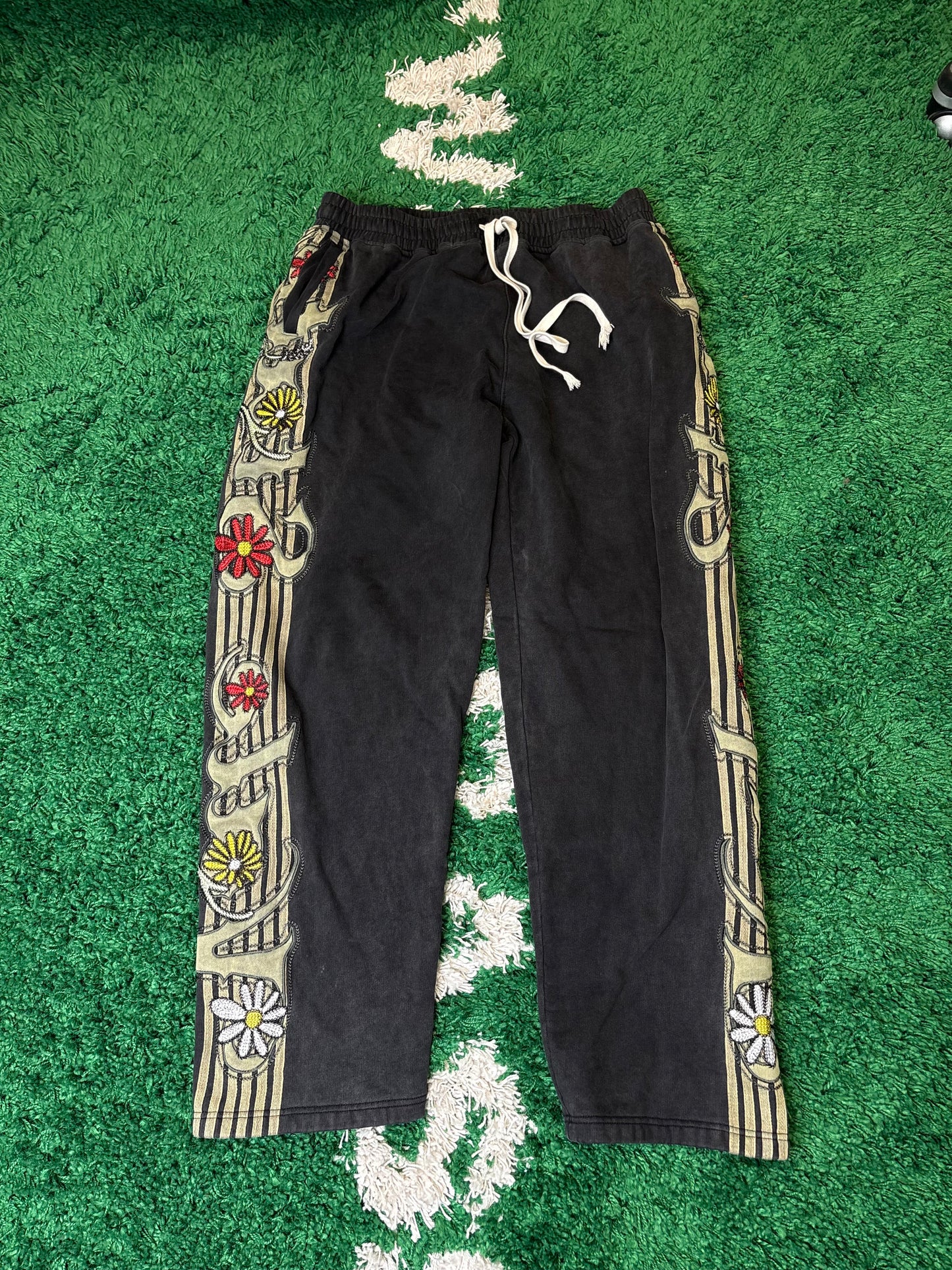 Vale Flower Sweatpants Black Size Large