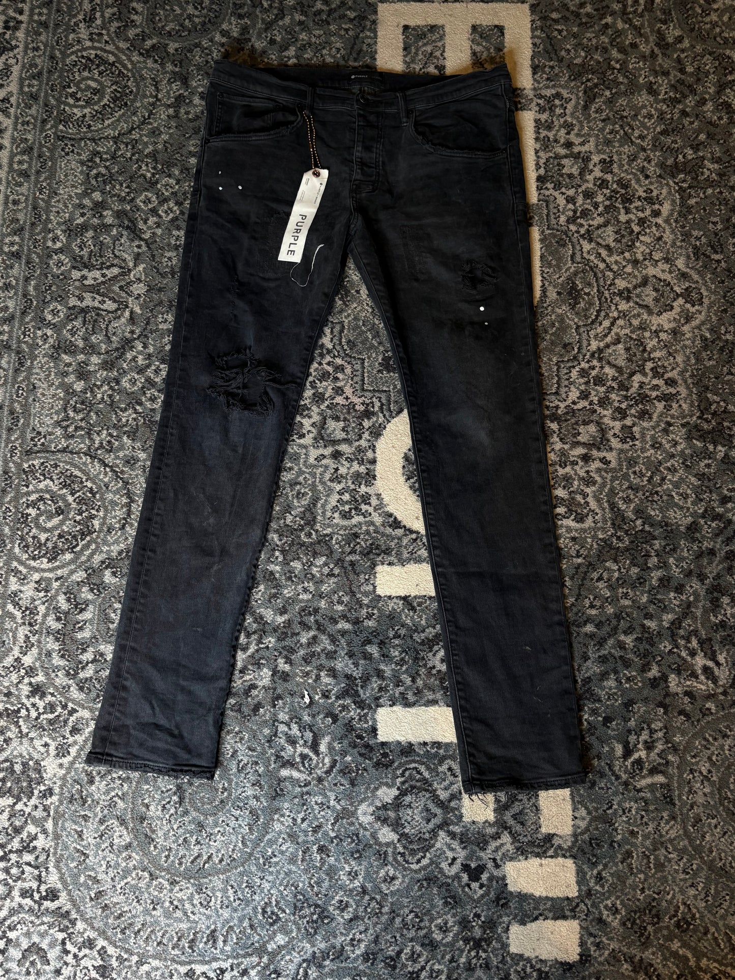 Purple P002 Black Repair Jeans Size 38
