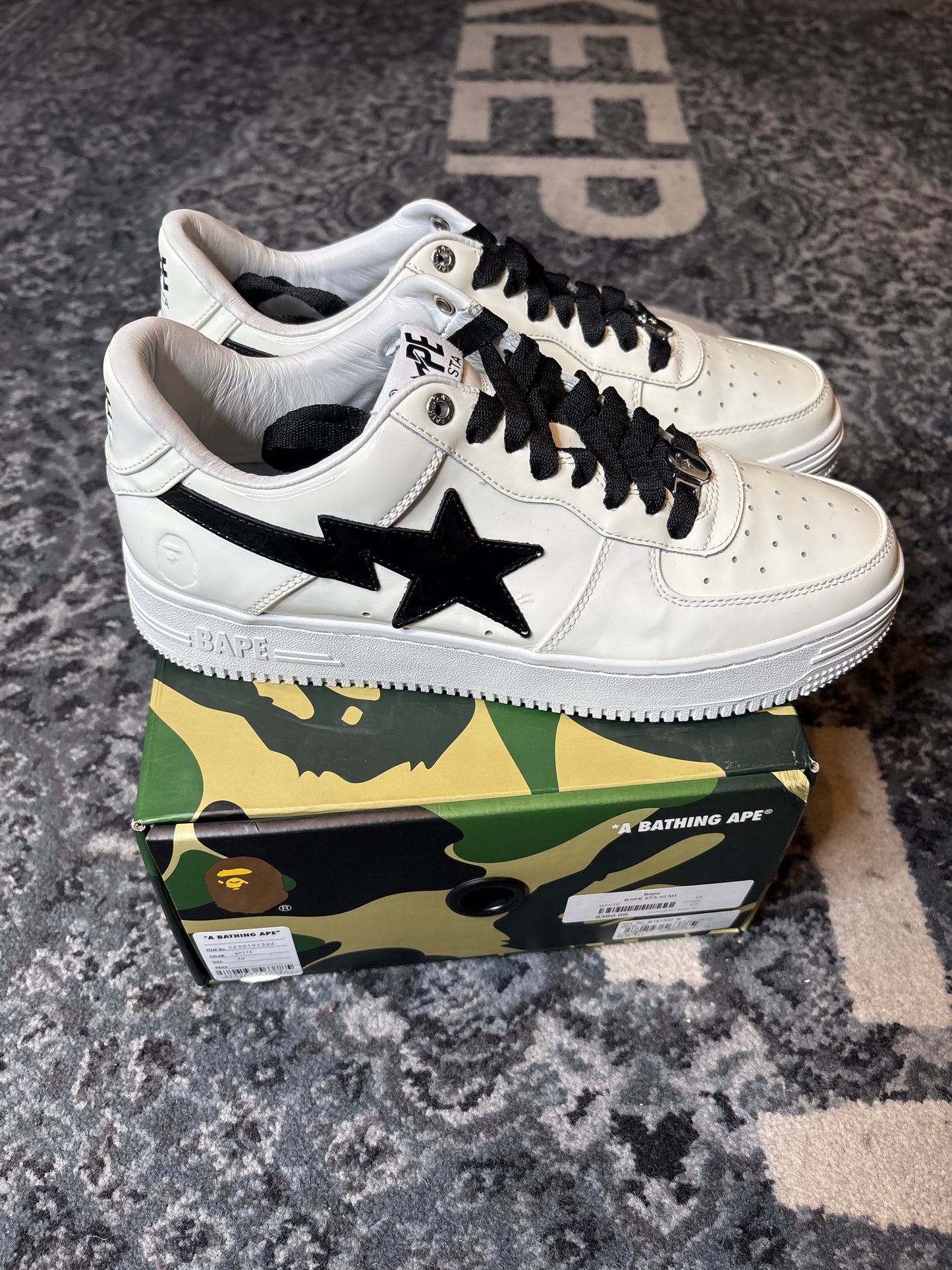 Bathing Ape Bape Sta #2 White Patent Clean Og Size 10