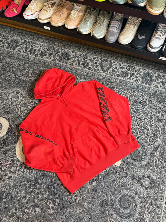 Supreme Red/Black Logo Hoodie Size Large