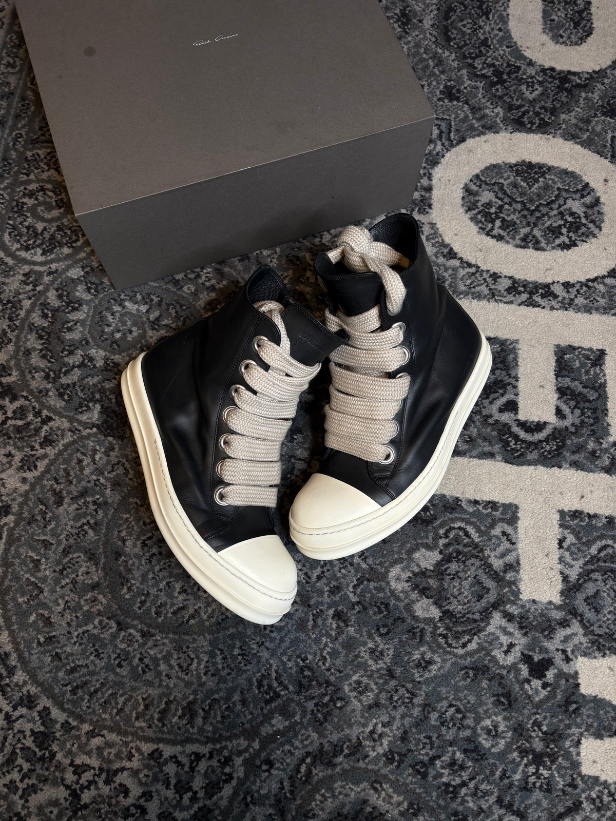 Rick Owens Porterville Jumbolaced High “Black” Clean Og Size 12(45 EU)