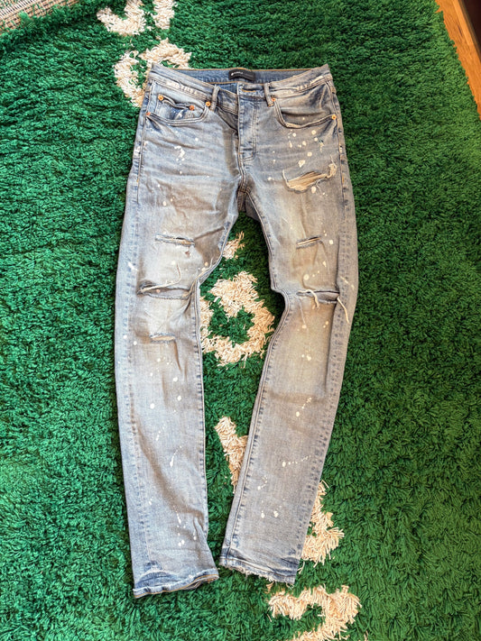 Purple Jeans Light Wash Distressed Size 32