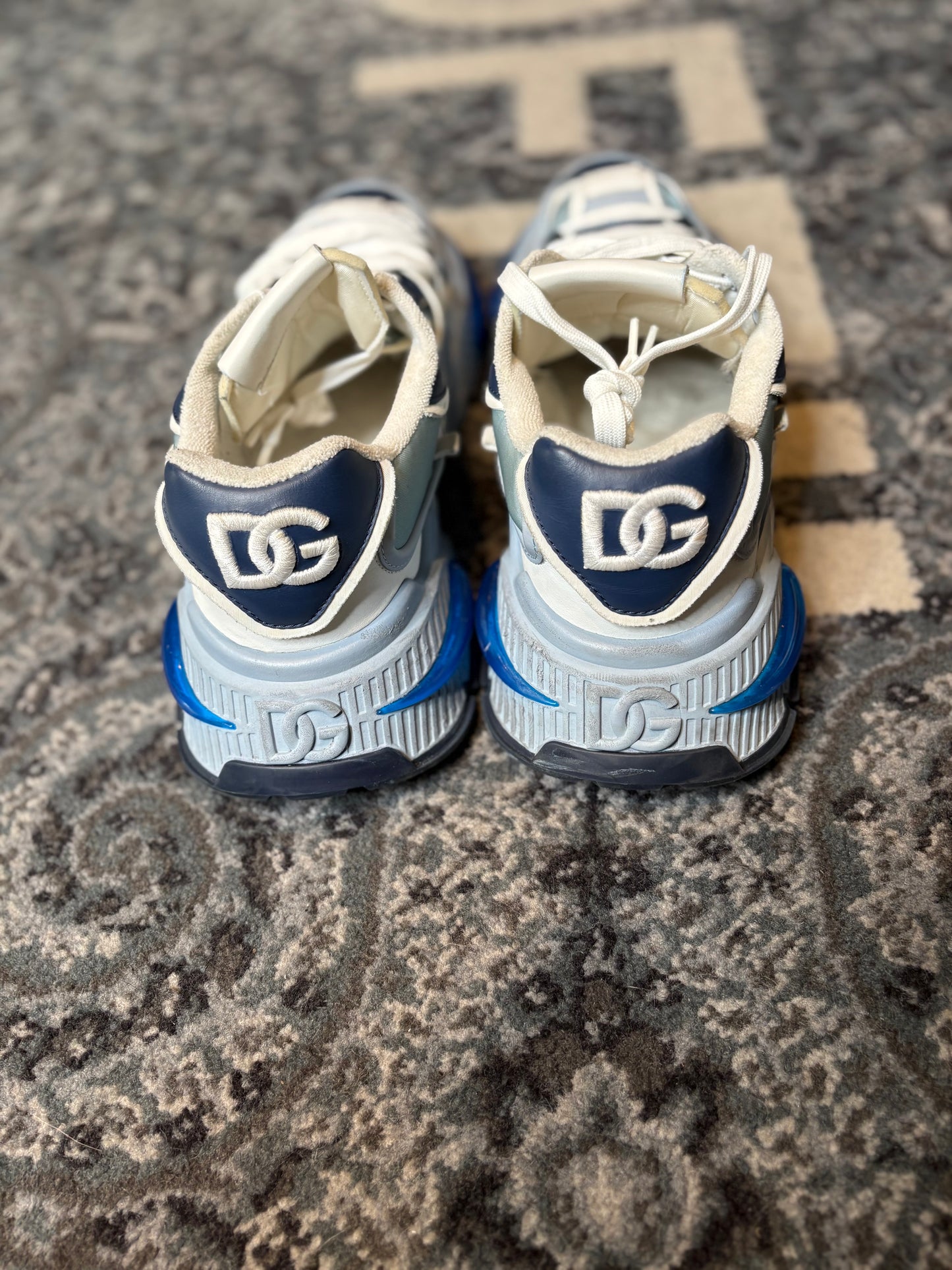 Dolce & Gabbana “Sky Blue and Multicolour Calf Leather Airmaster Low Top” Po Nb Size 12(45 EU)