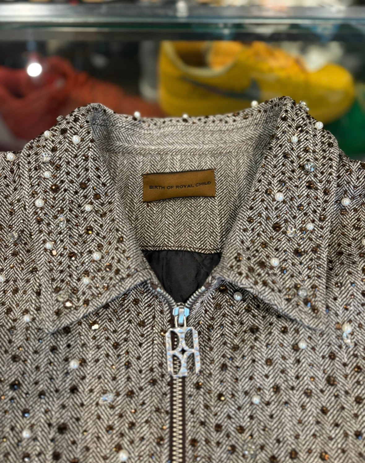 Birth Of Royal Child ‘Pearl rhinestone’ zip-up jacket Size L