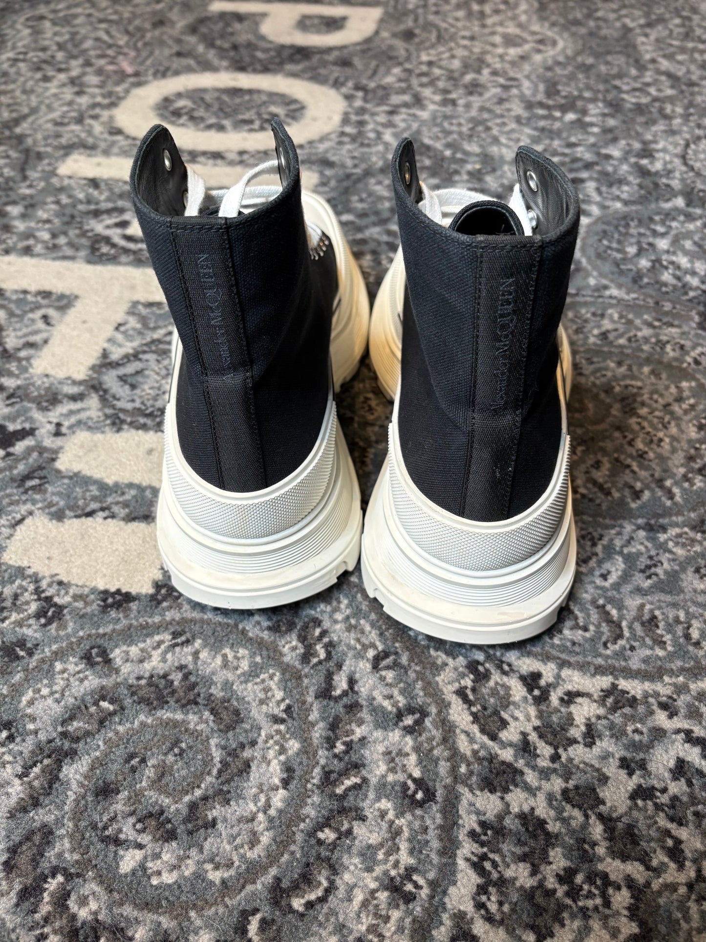 Alexander McQueen Tread Slick Lace Up Boot “Black White” Clean Nb Size 13(46 EU)