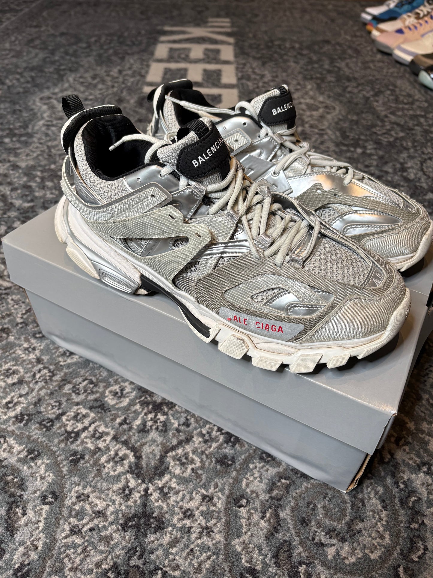 Balenciaga Track “Metallic Mesh Silver And White” Po Og Size 11(44 EU)