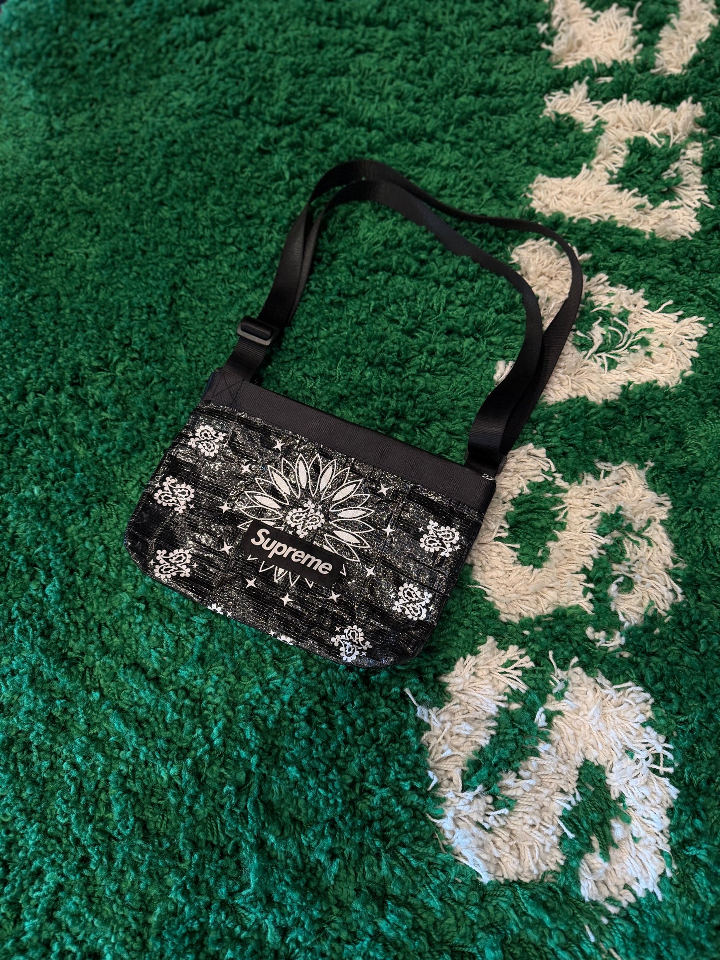 Supreme Bandana Tarp Side Bag Black