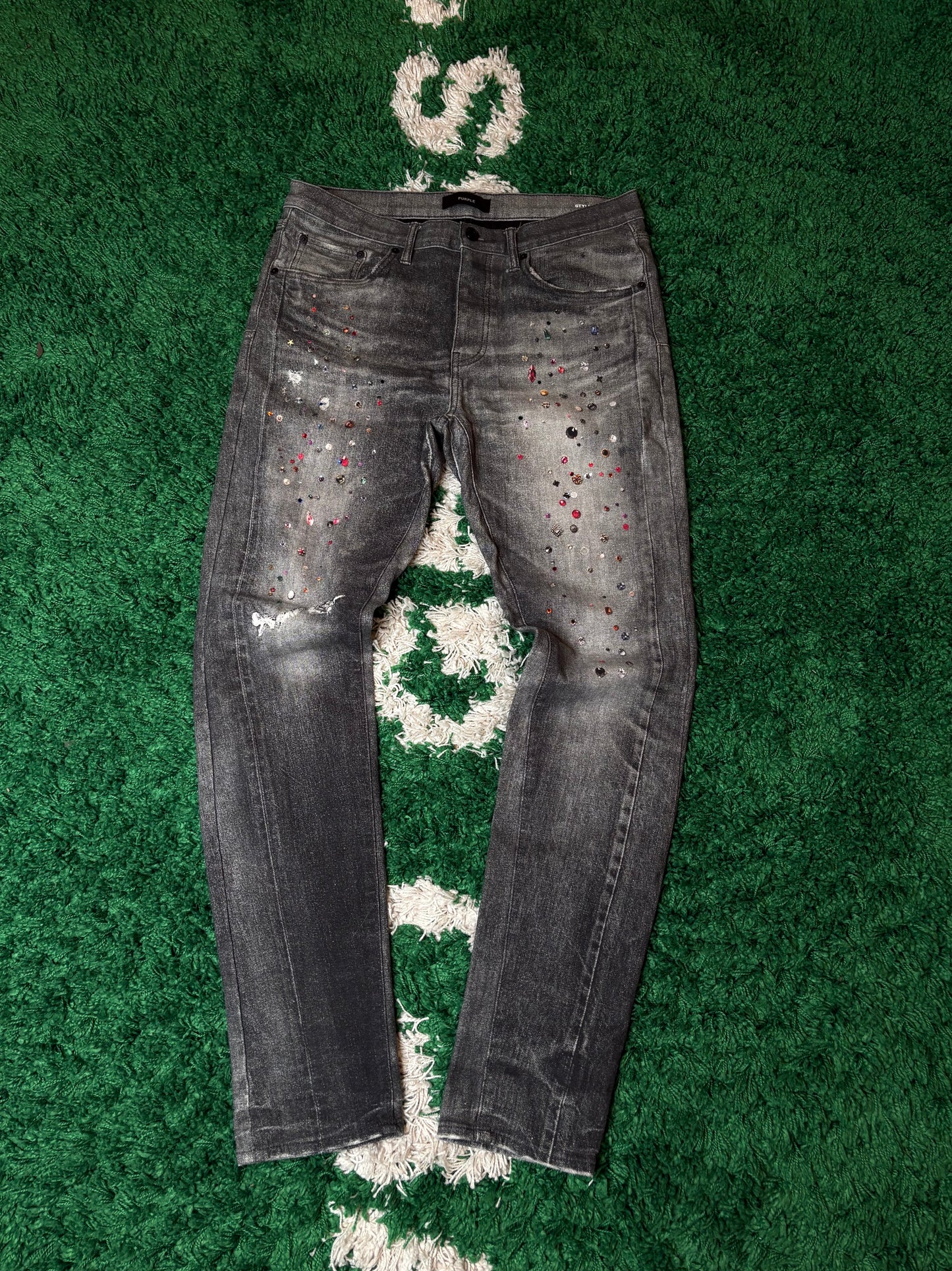 Purple Jeans Gray Bedazzled Size 34