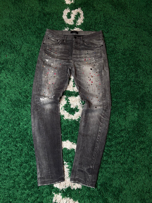Purple Jeans Gray Bedazzled Size 34