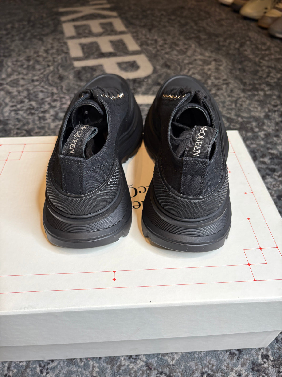 Alexander McQueen Tread Slick Low “Black Canvas and Leather” Clean Pg Size 7.5(40.5 EU)
